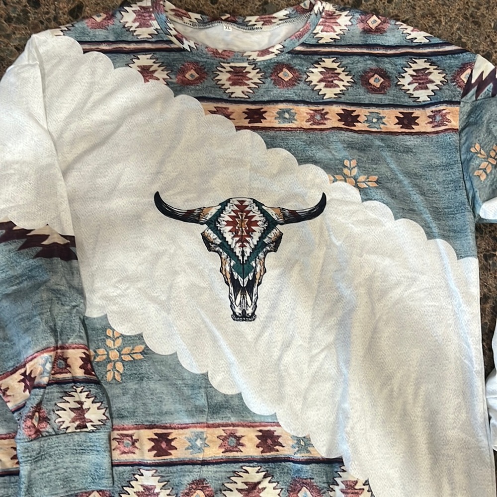 Cow skull long sleeve- never worn